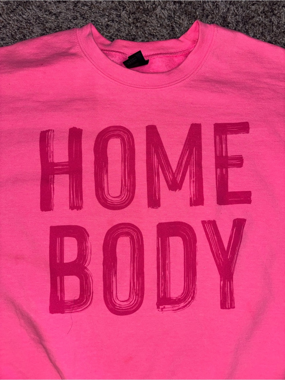 Gildan Women's Hot Pink 'HOME BODY' Crew Neck Sweatshirt